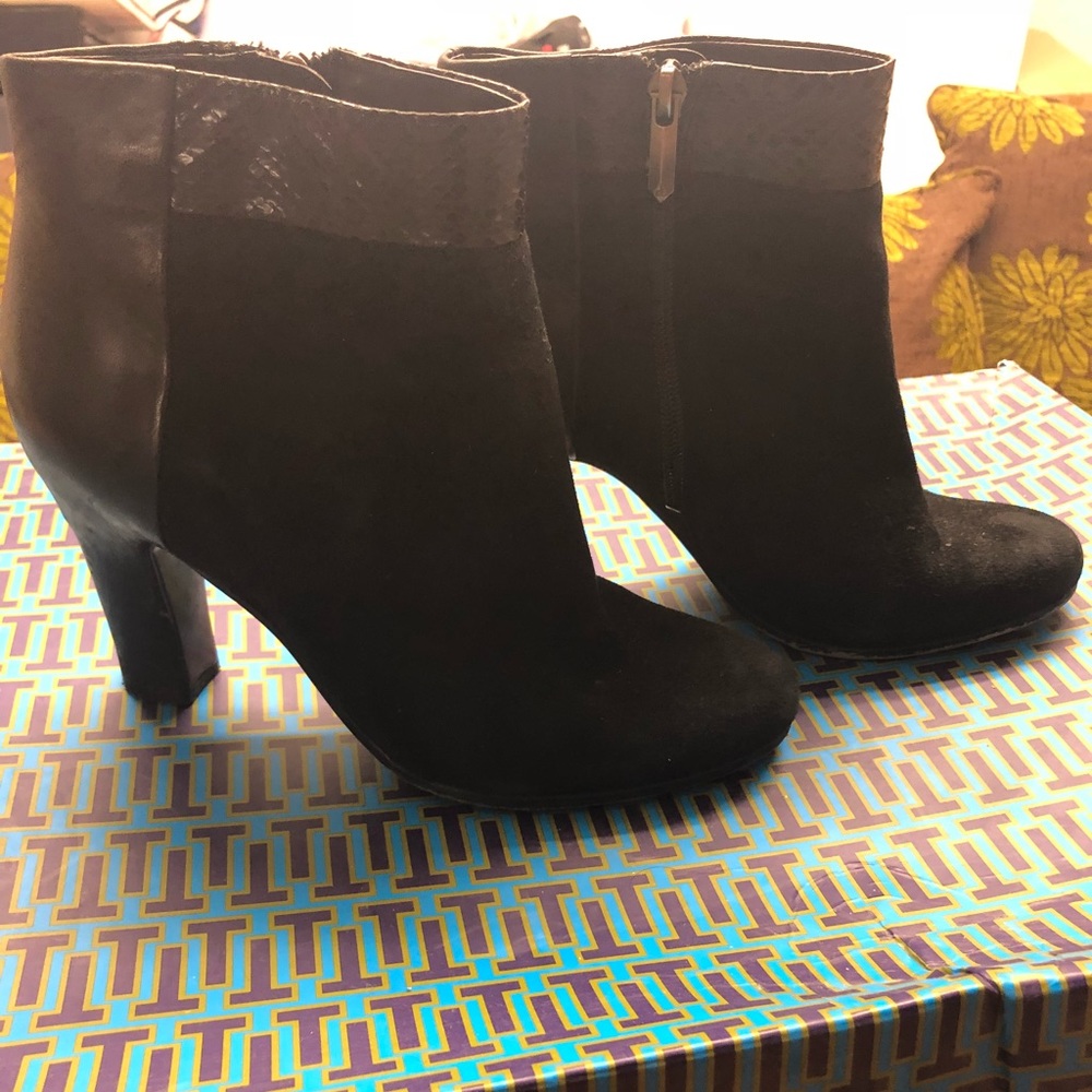 Sam Edelman Suede And Python Leather Booties - image 1